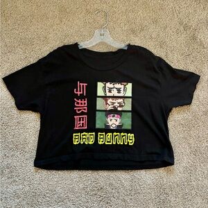 Bad Bunny Yonaguni Black Graphic Crop Top Cropped T-Shirt Women’s Medium